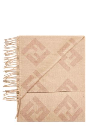 Fendi Diagonal FF Logo Wool Scarf - Beige