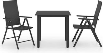 vidaXL Juego De Comedor Para Jard&iacute;n 3 Piezas Negro Vidaxl