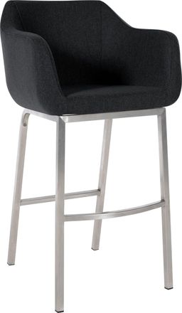 Clp Clp - Taburete De Bar Monea En Fieltro & Base De 4 Patas Antracita Acero Inoxidable