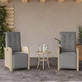vidaXL Sill&oacute;n Reclinable Jard&iacute;n Reposapi&eacute;s 2 Uds Rat&aacute;n Pe Beige Mezcla Vidaxl