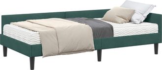 vidaXL Estructura De Cama Esquina Con Colch&oacute;n 2 Uds. Verde Oscuro Vidaxl
