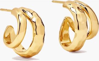 Yoj Double Claw Hammered Hoop Earrings in Two Tone at Nordstrom