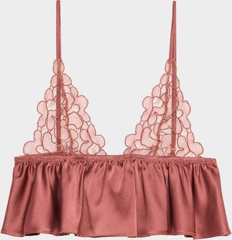 Kiki De Montparnasse Amelie Silk Charmeuse Ruffle & Lace Soft Bra