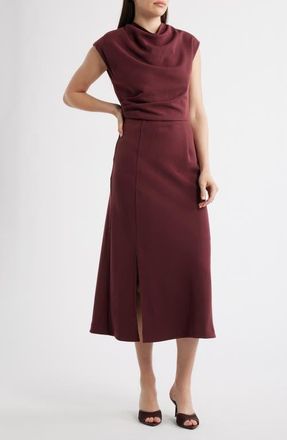 Julia Jordan Cowl Neck Midi Dress in Ox Blood at Nordstrom, Size 16