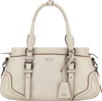 Prada White Logo Large Tote