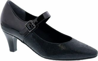 Ros Hommerson Womens Kiki Leather Buckle Dress Heels In Black Lizard