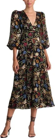 Alice & Olivia Alice + Olivia Mona Silk-Blend Midi Dress