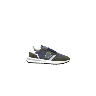 Philippe Model Sneakers, male, Green, 8 UK, Blue Military Style Low Top Trainers