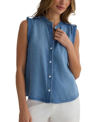 Bella Dahl Roll Sleeve With Tabs Button Up Top