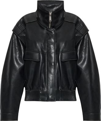 Self Portrait Jack met opstaande kraag van imitatieleer - Dames - Bomber jackets - Zwart - S - Leer - Jassen