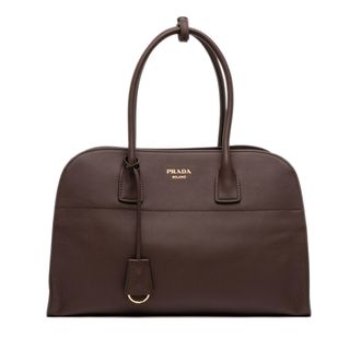 Prada Pre-owned Womens Large Leather Tote - Dark Brown - One Size