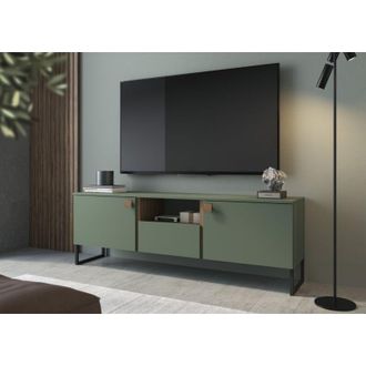 Dmora Mueble Para Tv Muravera, Un Caj&oacute;n, Apertura Batiente, 2 Puertas, 179x40x60h Cm Verde
