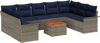 vidaXL Conjunto De Sof&aacute;s De Jard&iacute;n 10 Uds. Gris Rat&aacute;n Sint&eacute;tico Vidaxl