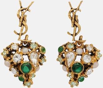 Saint Laurent Cassandre embellished drop earrings