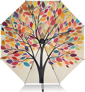 Alaza Umbrellas for Rain Sun Outdoor, Automatic Folding Umbrella Windproof Strong, Large Anti-UV Compact Umbrella Black Outside Plants Trees Travel Umbrella