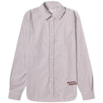 Maison Kitsuné Classic Shirt In Striped Cotton With Logo Handwrit