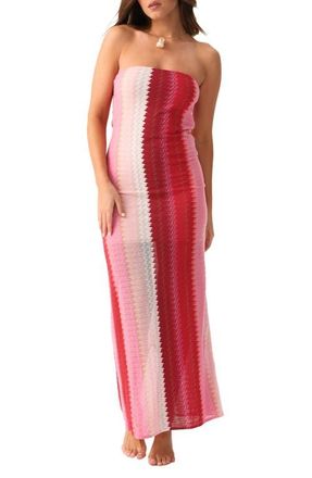 PQ Swim Jane Strapless Cover-Up Maxi Dress in Scarlet at Nordstrom, Size X-Small