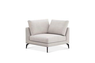 Castlery Lena Corner Sofa Customized, Cream Performance Fleece, Matte Black Legs, Spill Resistant, Removable Covers for Sofas, Castlery