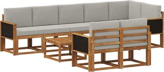 vidaXL Conjunto De Sof&aacute;s De Exterior 9 Uds. Natural Y Gris Claro Vidaxl