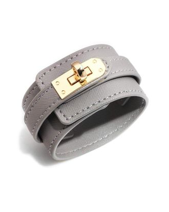 Liv Oliver 18K Plated Leather Lock Bracelet