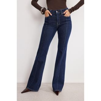 Good American Womens Good Legs Flare Jeans | Extra Stretch, Flat Tummy Tech, Gap-Proof Waistband | Indigo, 83 Size 16 Plus | Good American by