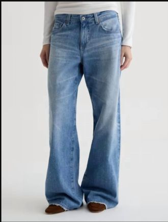 AG - Adriano Goldschmied Adria Low Rise Wide Leg Jeans In Stockholm Snowdrift