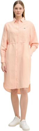 Lacoste Oversized Linnen Blend Shirt Dress - Dames - Shirt Kleedjes - Oranje - S - Linnen - Kleedjes