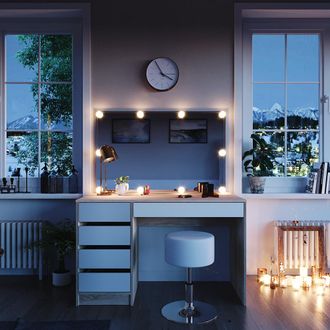 Vicco Tocador Sherry, Blanco/sonoma, 120 Cm Con Iluminaci&oacute;n Led Y Taburete