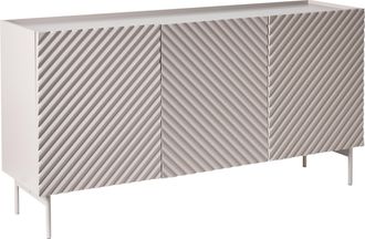 Beliani Aparador Moderno De 3 Puertas Sal&oacute;n Dormitorio Patas De Metal Mdf Beige Claro Yaraka