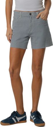 Kut from the Kloth Jane Stripe Raw Hem High Waist Denim Shorts in Navy/ivory at Nordstrom, Size 10