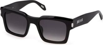 Just Cavalli Accessoires, Dames, Zwart, ONE Size, Zwarte Plastic Vierkante Zonnebril met Rooklens