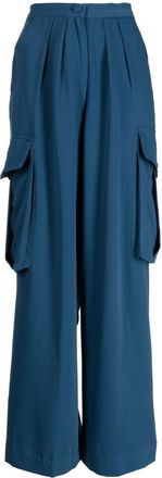 Bambah Delfin crepe cargo pants - women - Viscose - 16 - Blue