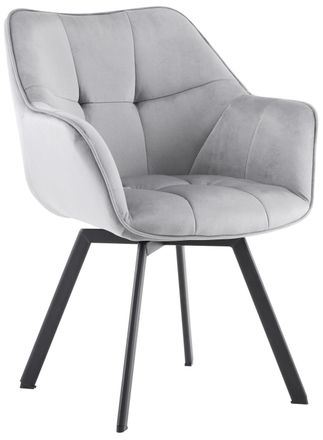 Clp Silla de comedor con asiento de terciopelo gris oscuro