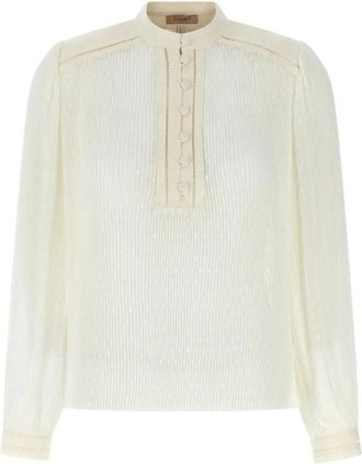 Twinset Elegante Witte Georgette Blouse - Dames - Blouses - Wit - XL - Polyester - Overhemden