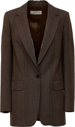 Dries Van Noten Blanchet W. W. Notched Lapel Tailored Pinstripe Blazer