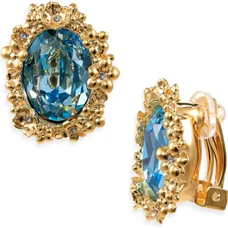 Oscar De La Renta Oval Medallion Stud Earrings in Aqua at Nordstrom