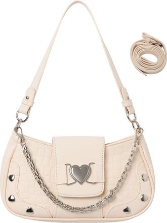 Feoya Shoulder Bag for Women Y2K Cute Purse Magnetic Snap Gothic Handbags Retro Patent Leather Small Shoulder Purses, White, One Size