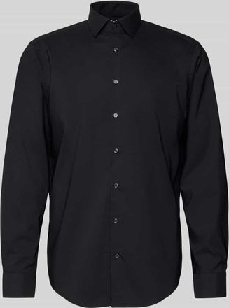 Jake*s Regular Fit Business-Hemd mit Knopfleiste in Black, Größe 37/38