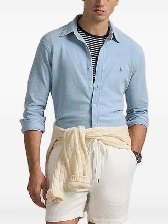 Polo Ralph Lauren long-sleeve embroidered-logo shirt - men - Cotton - L - Blue