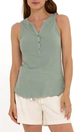 Threads 4 Thought Akia Feather Ribbed Henley Tank in Wasabi at Nordstrom, Size Xx-Large