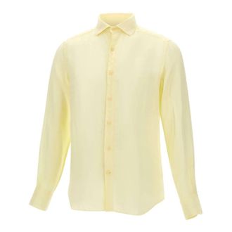 MC2 Saint Barth Pamplona Linen Shirt - Heren - Casual Overhemden - Geel - M - Linnen - Overhemden