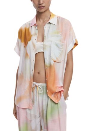 Desigual Tiedye Knopen Hem Korte Mouwen Shirt