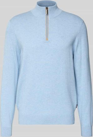 Bugatti Regular Fit Troyer aus reiner Baumwolle in Hellblau, Größe XXXL