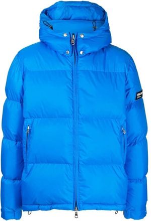 White:Space Winter Jackets, male, Blue, XL, Royal Blue Logo Patch Hooded Jacket