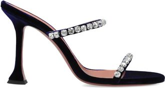 Amina Muaddi Gigi Heeled Mules - Dames - Muiltjes - Blauw - 40 EU - Leer - Schoenen