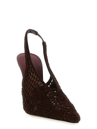Magda Butrym Womens Crochet Cotton Slingback Heel Brown Viscose