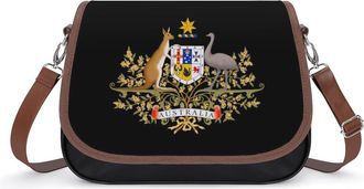 Generic Coat of Arms of Australia Leather Crossbody Bags for Women Messenger Handbag Purse Shoulder Bag