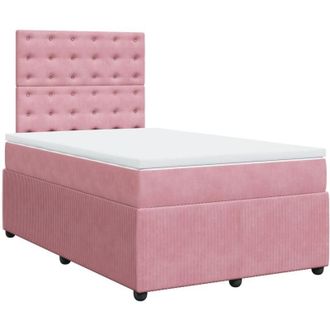 vidaXL Vidaxl - Cama Box Spring Con Colch&oacute;n Terciopelo Rosa 120x190 Cm