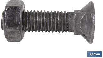 cofan Cofan Din-608/934 C-6.8 3/4x80 Pulido Caja 25 Unid., Tornillo De Arado Din 608 De Cabeza Avellanada Y Cuello Cuadrado Especial Para El Montaje De Reja