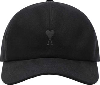 Ami Zwarte Katoenen Zonneklep Hoed - Heren - Petten - Zwart - ONE Size - Katoen - Accessoires